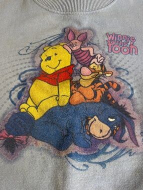 Vintage Disney Store Exclusive Winnie the Pooh Blue Sweatshirt Kids 4 XS